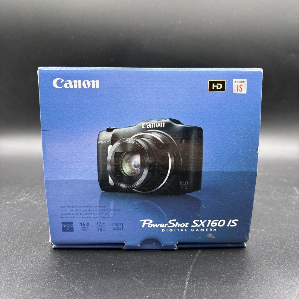 Canon PowerShot SX160 IS 16.0MP Digital Camera Black w/ Batteries & Box
